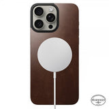 Nomad iPhone 15 Pro Max Skin Magnetic læderbagside Horween Rustic Brown