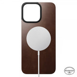 Nomad iPhone 15 Pro Max Skin Magnetic læderbagside Horween Rustic Brown