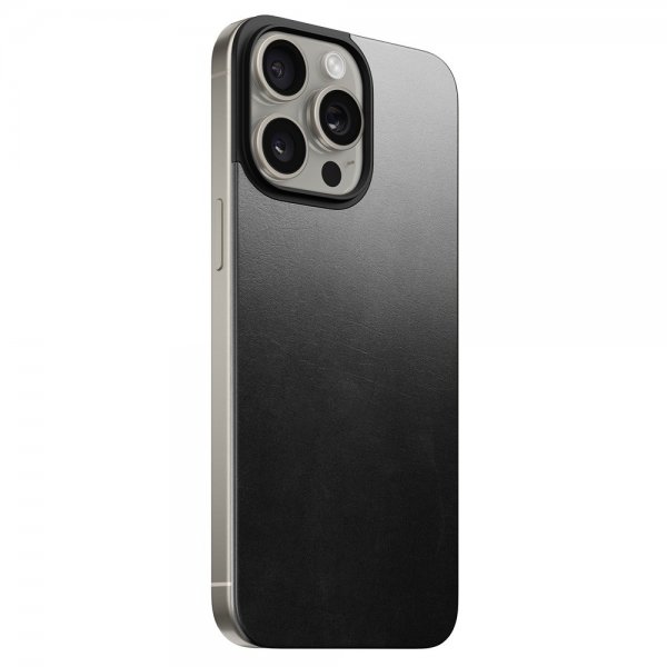 Nomad iPhone 15 Pro Max Skin Magnetic Leather Back Horween Sort