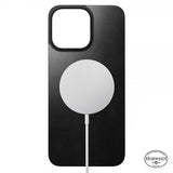 Nomad iPhone 15 Pro Max Skin Magnetic Leather Back Horween Sort