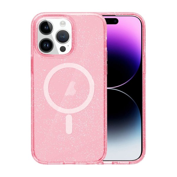 iPhone 15 Pro Cover Glitter MagSafe Pink