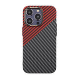 iPhone 15 Pro Cover Kulfibermønster Sort Rød