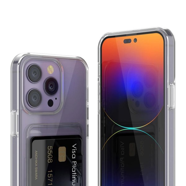 Rvelon iPhone 15 Pro Cover Kortholder Transparent