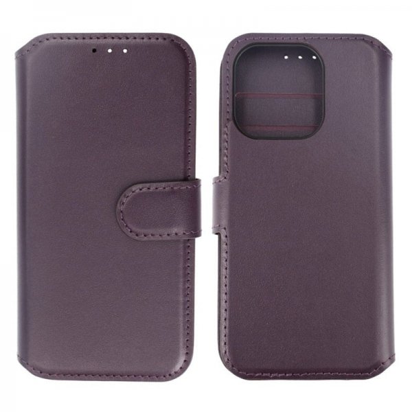Rvelon iPhone 15 Pro Cover Ægte Læder Lilla