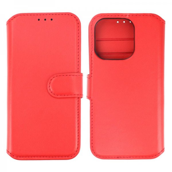 Rvelon iPhone 15 Pro Cover Ægte Læder Rød