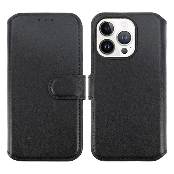 Rvelon iPhone 15 Pro Cover Ægte Læder Sort