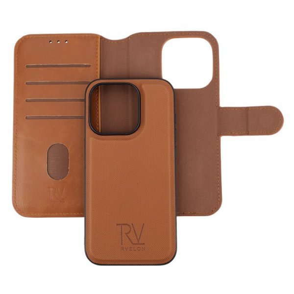 Rvelon iPhone 15 Pro Cover Magnetisk Aftageligt Etui Brun