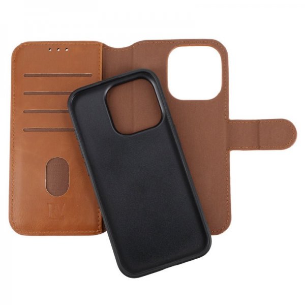 Rvelon iPhone 15 Pro Cover Magnetisk Aftageligt Etui Brun