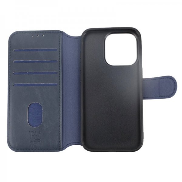 Rvelon iPhone 15 Pro Cover 4 Kortrum MagSafe Blå