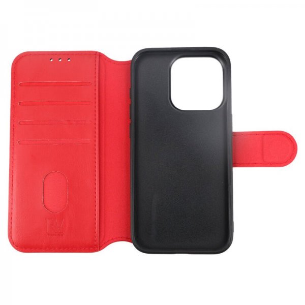 Rvelon iPhone 15 Pro Cover 4 Kortrum MagSafe Rød