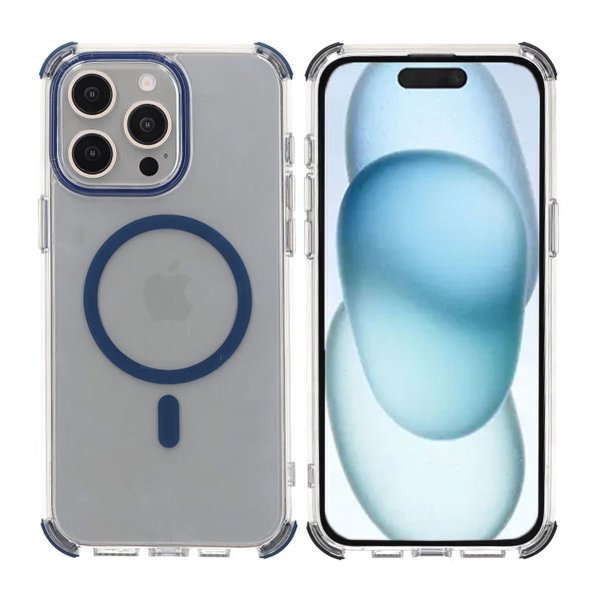 Rvelon iPhone 15 Pro Cover, forstærkede hjørner, blå