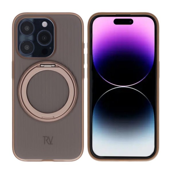 Rvelon iPhone 15 Pro Cover Roterbart MagSafe Stativ Brun