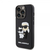 Karl Lagerfeld iPhone 15 Pro Cover 3D Rubber Karl & Choupette Sort