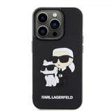 Karl Lagerfeld iPhone 15 Pro Cover 3D Rubber Karl & Choupette Sort