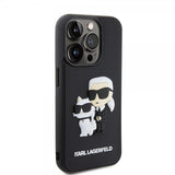 Karl Lagerfeld iPhone 15 Pro Cover 3D Rubber Karl & Choupette Sort