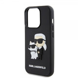 Karl Lagerfeld iPhone 15 Pro Cover 3D Rubber Karl & Choupette Sort
