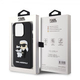 Karl Lagerfeld iPhone 15 Pro Cover 3D Rubber Karl & Choupette Sort