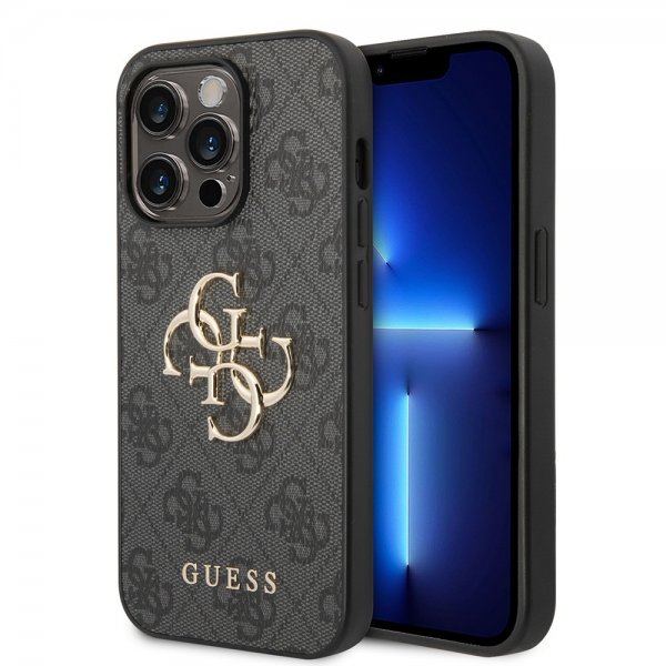 Guess iPhone 15 Pro Cover 4G Logo Grå
