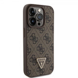 Guess iPhone 15 Pro Cover 4G Metal Triangle Strass Brun
