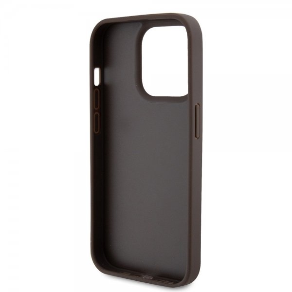 Guess iPhone 15 Pro Cover 4G Metal Triangle Strass Brun