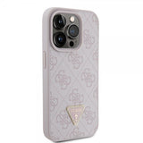 Guess iPhone 15 Pro Cover 4G Metal Triangle Strass Rosa