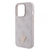 Guess iPhone 15 Pro Cover 4G Metal Triangle Strass Rosa