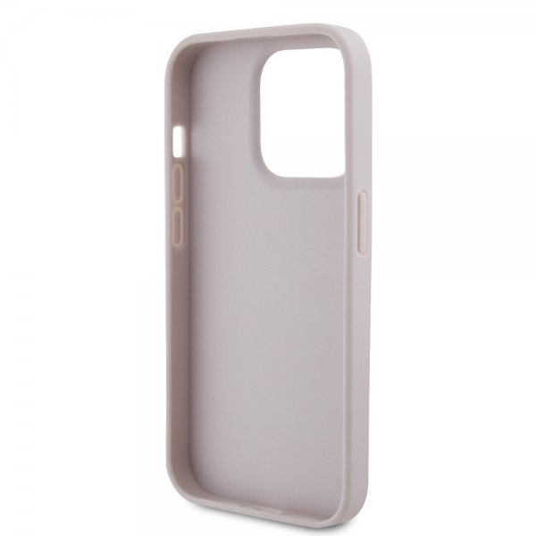 Guess iPhone 15 Pro Cover 4G Metal Triangle Strass Rosa