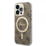 Guess iPhone 15 Pro Cover 4G Pattern MagSafe Brun