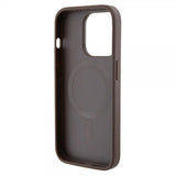 Guess iPhone 15 Pro Cover Bottom Stripe MagSafe Brun