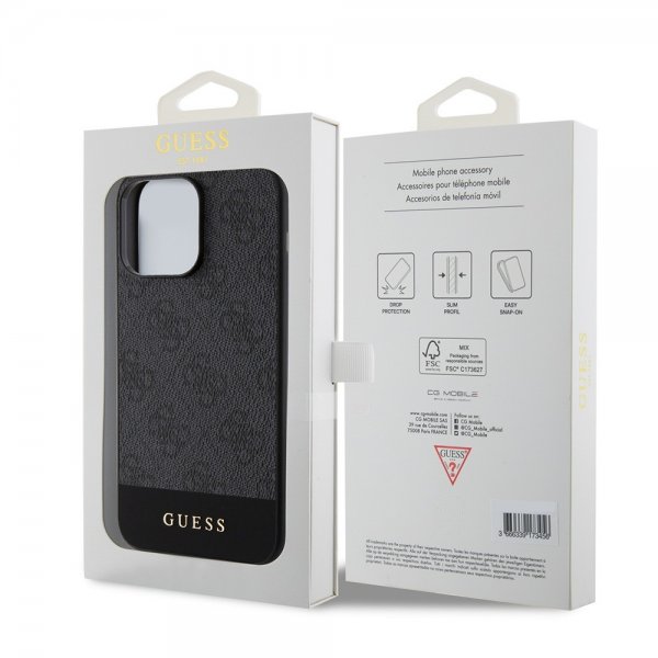 Guess iPhone 15 Pro Cover Bottom Stripe MagSafe Sort