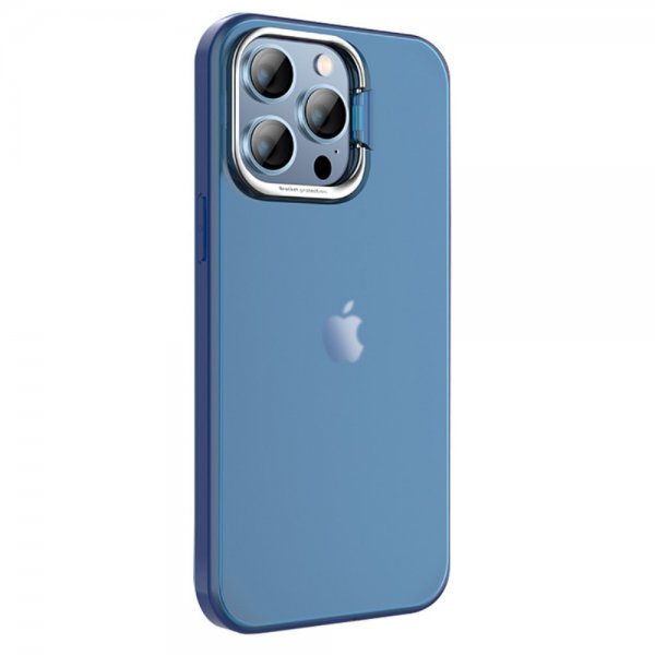 X-Level iPhone 15 Pro Cover Kameraram Kickstand Blå