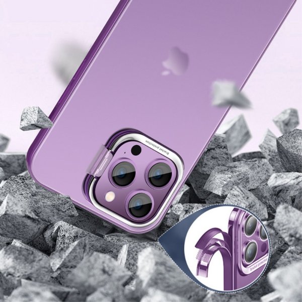 X-Level iPhone 15 Pro Cover Kameraram Kickstand Blå