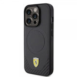 Ferrari iPhone 15 Pro Cover Carbon PU Læder MagSafe Sort