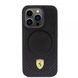 Ferrari iPhone 15 Pro Cover Carbon PU Læder MagSafe Sort