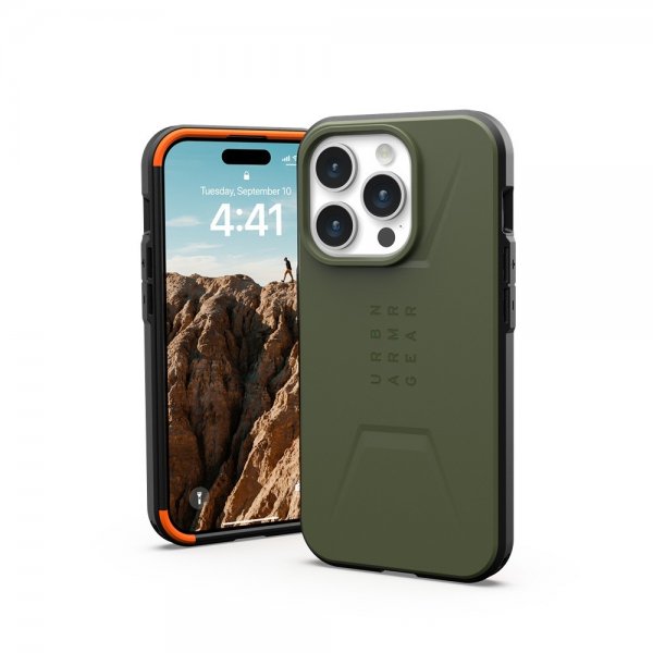 Urban Armor Gear (UAG) iPhone 15 Pro Cover Civilian MagSafe Olive Drab