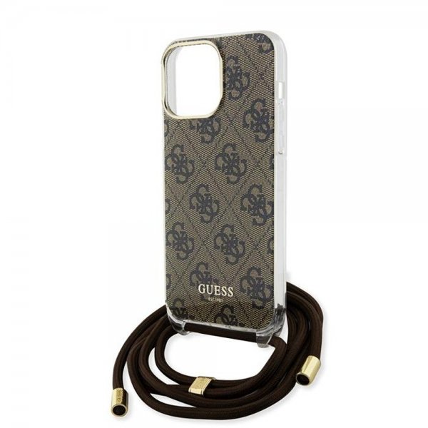 Guess iPhone 15 Pro Cover Crossbody Cord Brun
