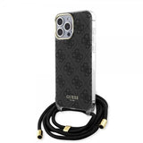 Guess iPhone 15 Pro Cover Crossbody Cord Sort