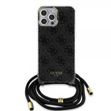 Guess iPhone 15 Pro Cover Crossbody Cord Sort