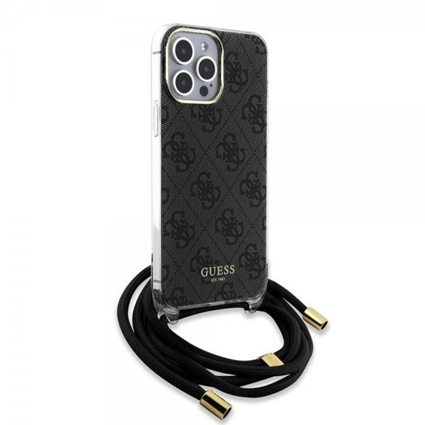 Guess iPhone 15 Pro Cover Crossbody Cord Sort
