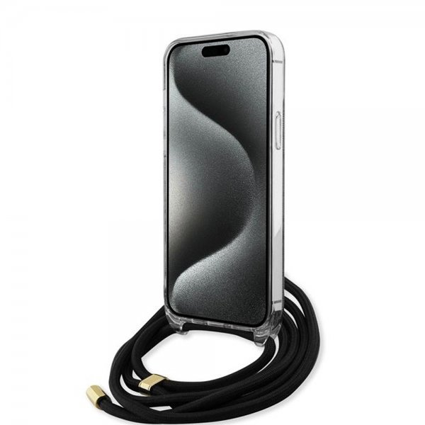 Guess iPhone 15 Pro Cover Crossbody Cord Sort