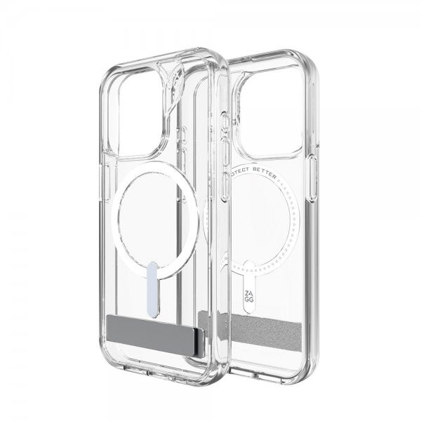 ZAGG iPhone 15 Pro Cover Crystal Palace Snap Kickstand Transparent