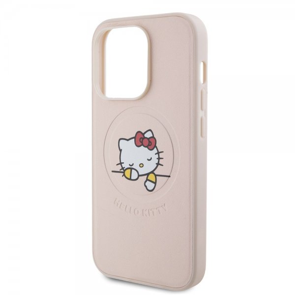 Hello Kitty iPhone 15 Pro Cover Præget Logo MagSafe Pink