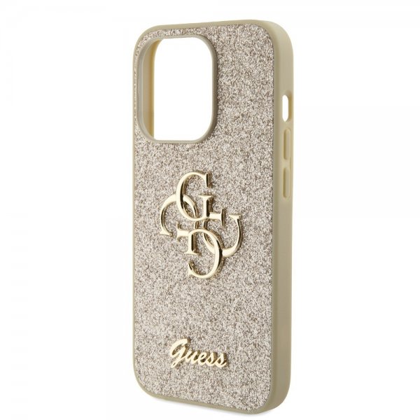 Guess iPhone 15 Pro Cover Fixed Glitter Guld