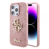 Guess iPhone 15 Pro Cover Fixed Glitter Rosa