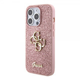 Guess iPhone 15 Pro Cover Fixed Glitter Rosa
