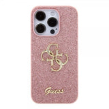 Guess iPhone 15 Pro Cover Fixed Glitter Rosa