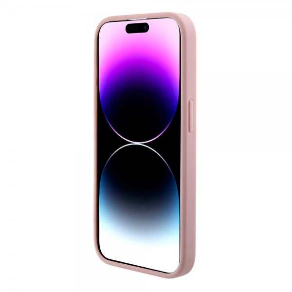 Guess iPhone 15 Pro Cover Fixed Glitter Rosa