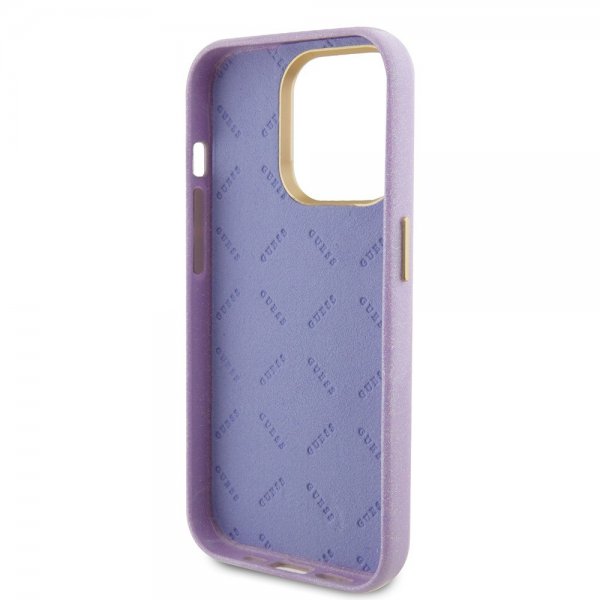 Guess iPhone 15 Pro Cover Full Glitter Wrapped Lilac