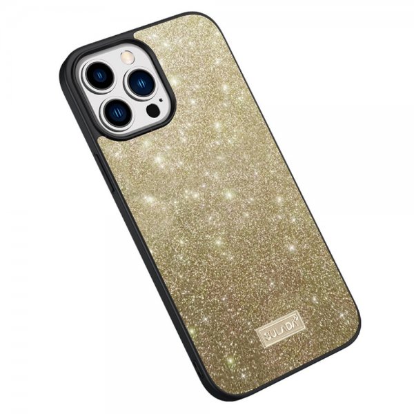 Sulada iPhone 15 Pro Cover Glitter Guld