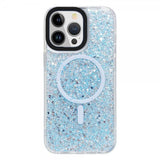 iPhone 15 Pro Cover Glitter MagSafe Blå